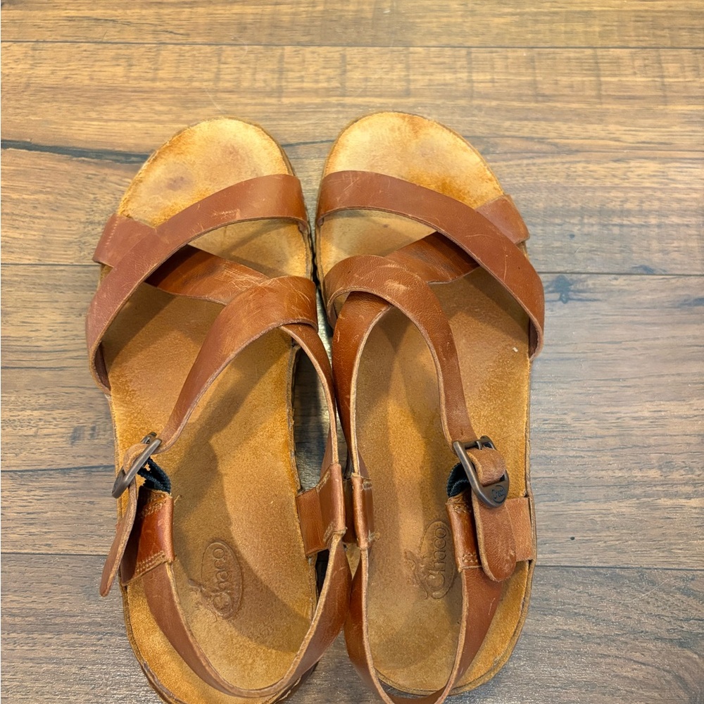Chaco Sandals Womens 9 Wayfarer Strappy Brown Leather Buckled Open Toe Casual - Picture 5 of 7